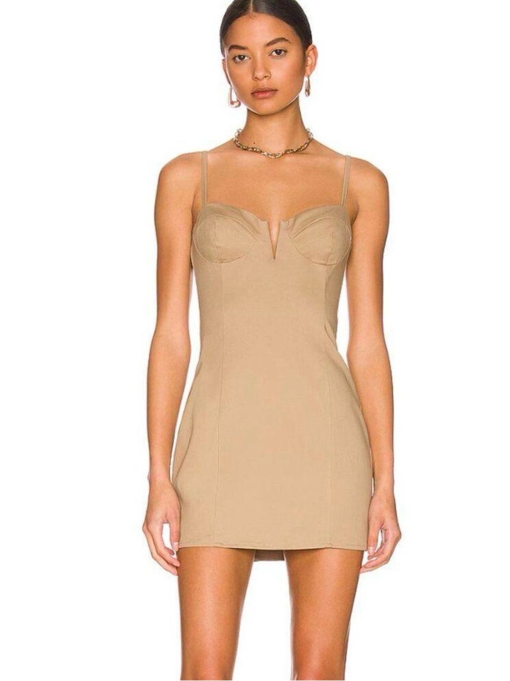 superdown Beige Mini Dress with Adjustable Straps